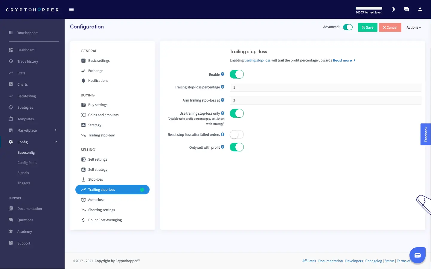 Ava Trade Global Trailing features